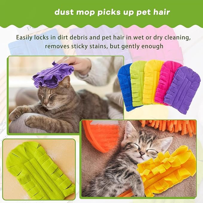 360° Electrostatic Duster Refills — The Sustainable Choice for a Dust-Free Home, Washable & Reusable, High-Density Microfiber (1 Handle + 5 Refills)