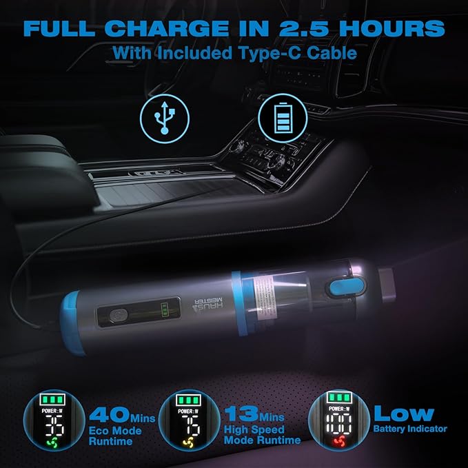 HAUSMEISTER Airflex One Cordless Car Vacuum 16000Pa, 4-in-1 Handheld Vacuum with Air Duster & Inflator, Portable Mini Vac for Car Detailing, Pet Hair, Keyboard Cleaning