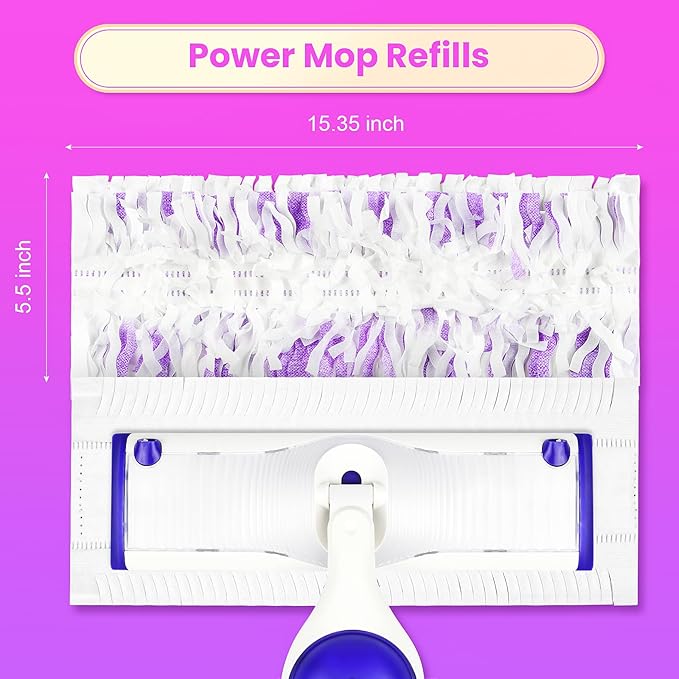 Pure Realm 40 Cout Power Mop Pads Refills for Powermop , Multi-Surface Disposablen swiffer Power Mop Pads，Unscented Spray Cleaning Repalcement Pads Refill
