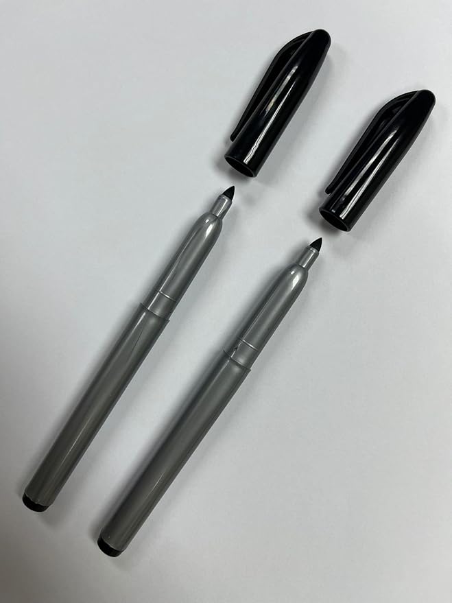 Cadie Freezer Black Permanent Markers - Fast Drying, Waterproof Labels, Chisel & Fine Point Tips, Food & Fridge Pen Set Of 2
