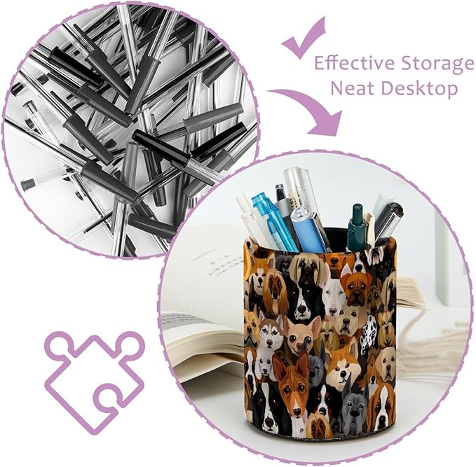 Dogs Collection Multi Animal Pencil Pen Holder for Desk, Desk Pen Organizer, Pencil Cup for Office, School