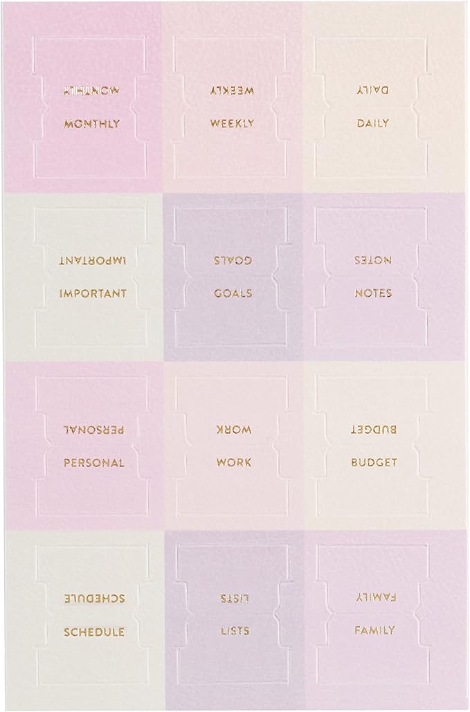 Erin Condren Vegan Leather Monthly Adhesive Tabs, Functional Planner Tabs for Organization, Sticky Index Page Markers, Journal and Notebook Accessories, Pastel