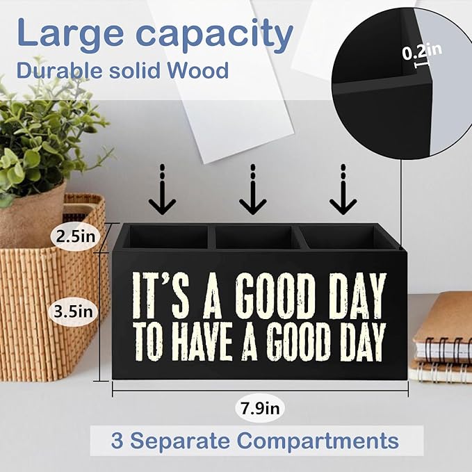 SNNDER It's a Good Day to Have a Good Day Pen Holder, Inspirational Desk Decor, Motivational Gifts for Women Men Acrylic Pen Pencil Holder Organizer for Home Office Desk Accessories