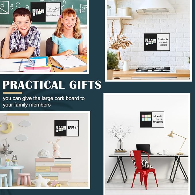 Ireer Framed Bulletin Board 36 x 24 Inches Magnetic Cork and Whiteboard Combo Dry Erase and Cork Board Combo for Wall Mounted Presentation Supplies Home Office School