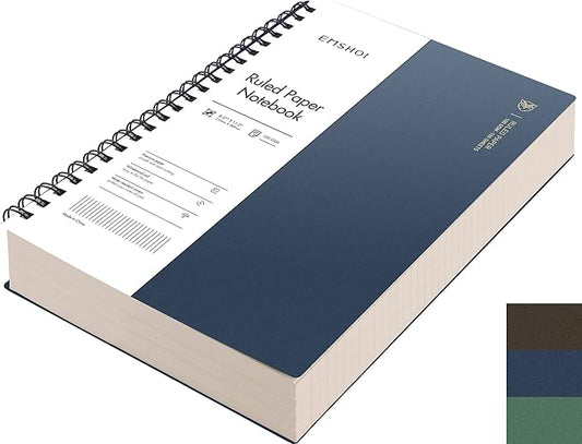EMSHOI A4 Spiral Notebook College Ruled Lined Journal, 11.2" X 8.27", 300 Pages/150 Sheets, Easy Tear Perforated Pages, 100gsm Thick Paper, Waterproof Softcover, for School Work Writing-Blue