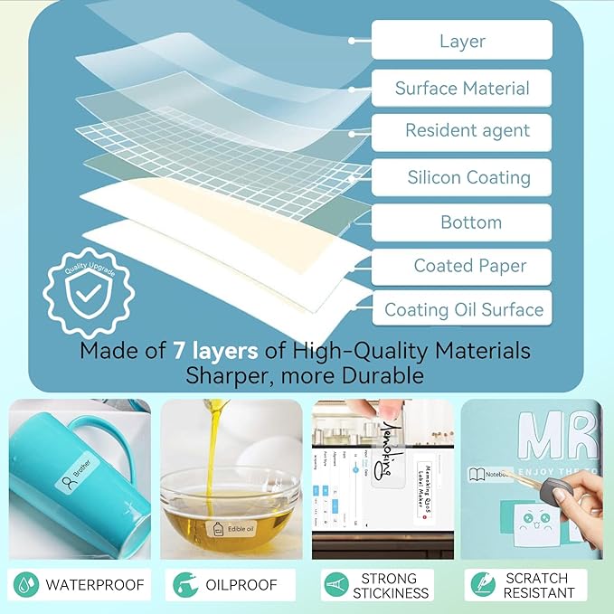 EEBBL D30 P21 Label Maker Tape Refill 12mm×40mm(0.47"x1.57"), Non-encrypted Repalcement Labels, Compatible with Portable Label Thermal Paper Self-Adhesive Printer, 165 Lables/Roll, 10 Rolls Clear