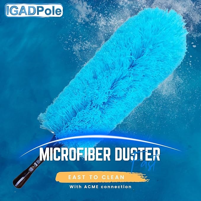 IGADPole 17 FT Water-Fed Cleaning Kit – Extendable Telescopic Pole with Soap-Dispenser, Brush & Cobweb Duster, Adjustable 5-17 FT Handle for Safe High Window, Gutter, Solar Panel & Exterior Cleaning