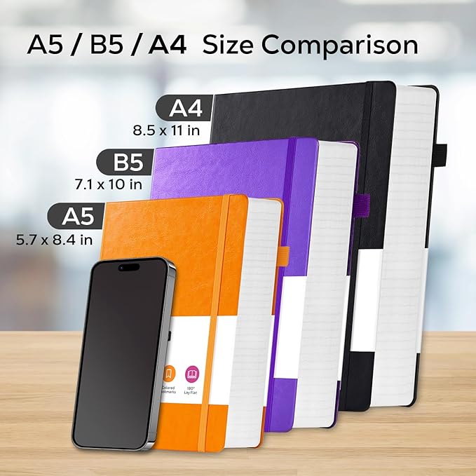 Large Journal Notebook 8.5 x 11, 320 Pages A4 College Ruled Notebook Journal for Writing Women Men, Leather Journal Notebook for School Work, Pearlescent Purple Notebook