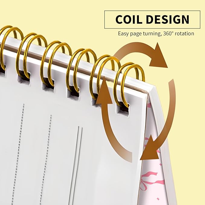 Spiral Journal Notebook, Hardcover Lined Journal for Women, Medium 6 x 8.4 in, 120 Pages Thick Paper, College Ruled Notebook for Writing, Work, Office, and School,Cute Pink Ribbon Bow