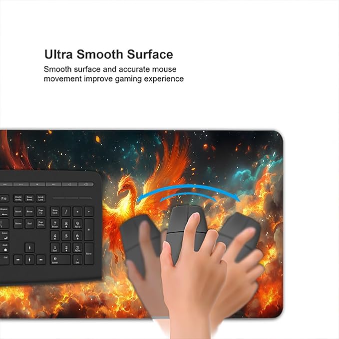 Fire Phoenix Gaming Mouse Pad Desk Pad Fantasy Myth Dream Red Bird Mousepad XL Large Gaming Mouse Pad Laptop Keyboard Mat Desk Pad Office Home Decor for Women Girl 31.5"x11.8"