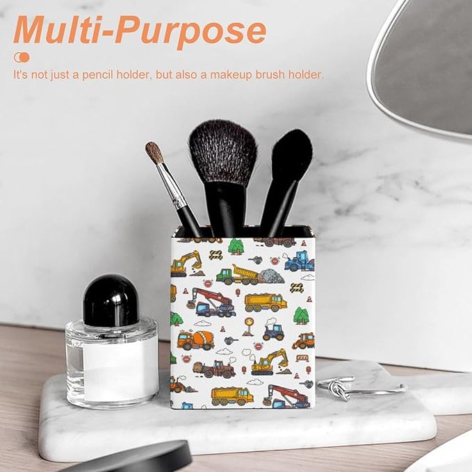 Square Pen Holder & Pencil Organizer for Desk - Office Storage Organizer, Markers/Makeup Brushes/Scissors Holder, Compact Desk Decor Accessories for Home Classroom School(Truck)