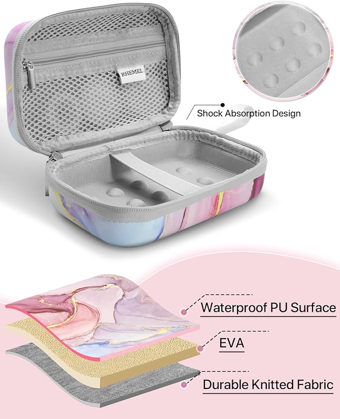 Label Maker Case for Label Maker Machine, EVA Travel Case with Designed Pattern, Compatible with D30, P21, E10, D110 Label Maker (Box Only), Pink Glow