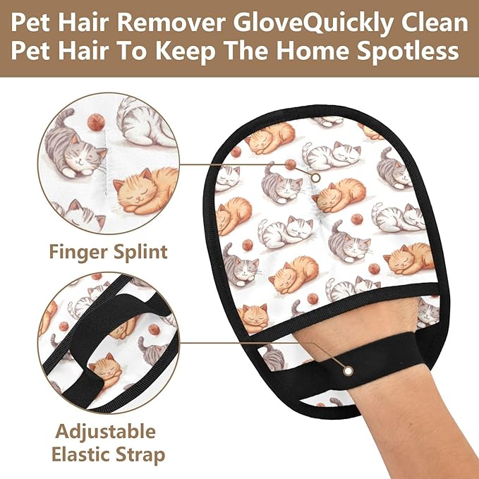 CHPGPUG Sleeping Cat Pet Hair Removal Glove for Cats & Dogs Reusable Pet Hair Removal Glove pet Hair Electrostatic Gloves