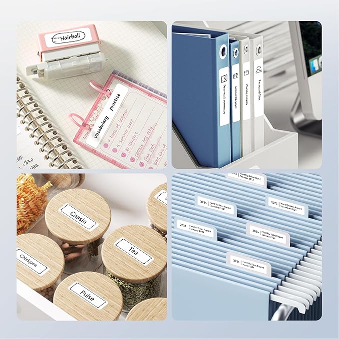 NIIMBOT D11 Label Maker Tape D110 Labels 3Rolls, Self-Adhesive Labeling Tape Replacement 0.47" X 1.57" (12 X 40mm) Thermal Label Refills for Home Office, 480 Labels/3Rolls, White