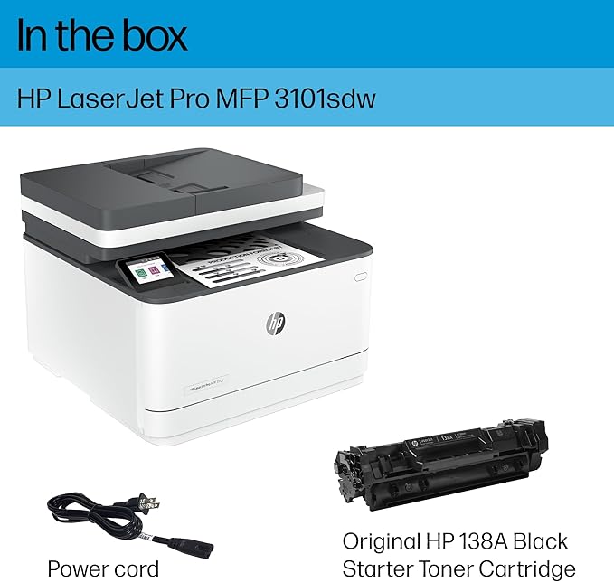 HP Laserjet Pro MFP 3101sdw Black & White Printer, Print, Scan & Copy