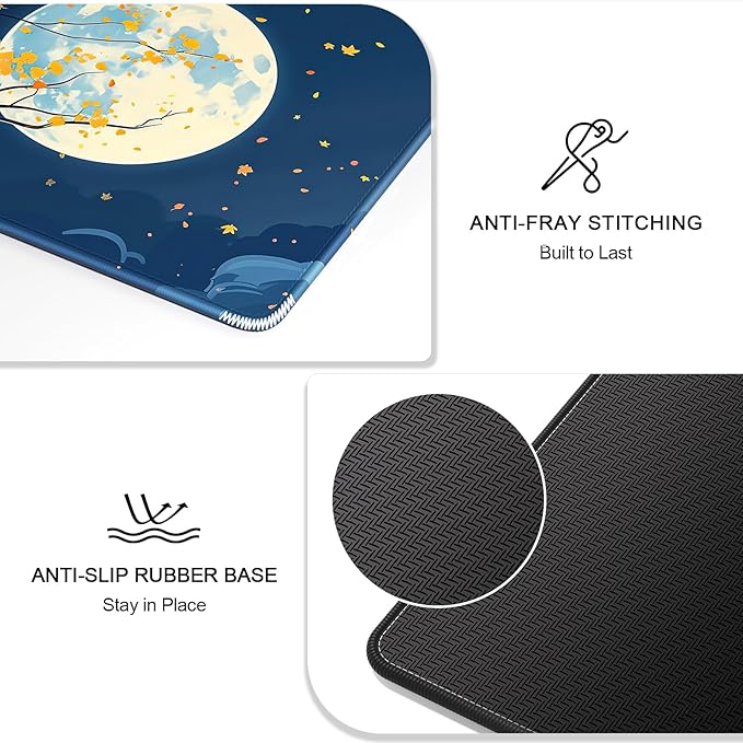 Auhoahsil Large Gaming Mouse Pad, Nature Theme XXL 35.4 x 15.7 in Desk Pad Stitched Non-Slip Rubber Long Computer Mousepad Thin Extended Full Size Desk Mat for Desktop Laptop Wireless Mice, Maple