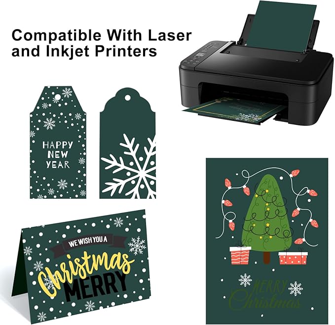 OcePor 100 Sheets Dark Green Cardstock Paper, Colored Printer Paper 8.5 x 11, Thick Construction for Cards Making, Scrapbook，Office Printing, Invitations, Certificates，DIY Crafting 92 lb/250gsm