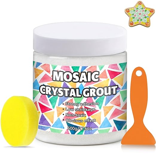 OOTDART Mosaic Crystal Grout, Mosaics Tile Tools, Mosaic Tile Accessories – Essential for Handmade Grouting and Perfect for DIY Craft Projects (White, 17.5oz)