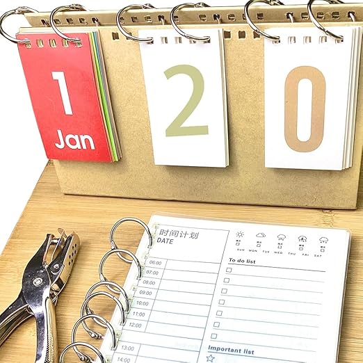 2 Pack Single Hole Punch with 20 Pcs Binder Rings, 1/4 Inch One Hole Paper Puncher, Small Hole Punches for Paper, Crafts, Binder, Tags, Cards and Tickets (Silver)