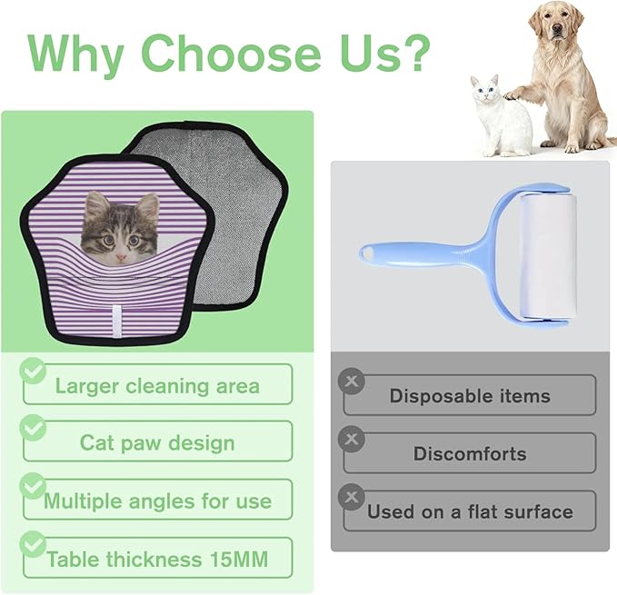 Personalized Pet Hair Remover Glove for Dogs & Cats - Custom Photo & Name Magic Brush for Dog Cat Hair Removal, Reusable Electrostatic Pet Hair Gloves for Furniture Carpet Couch, Purple Stripe