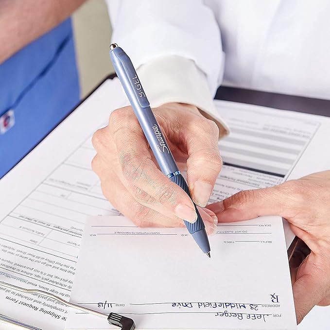 Sharpie S-Gel Gel Pens Drawing Pens Gel Ink For Journaling Writing Coloring Medium Point (0.7Mm) Pearl White Body Black Ink Pen 12 Count