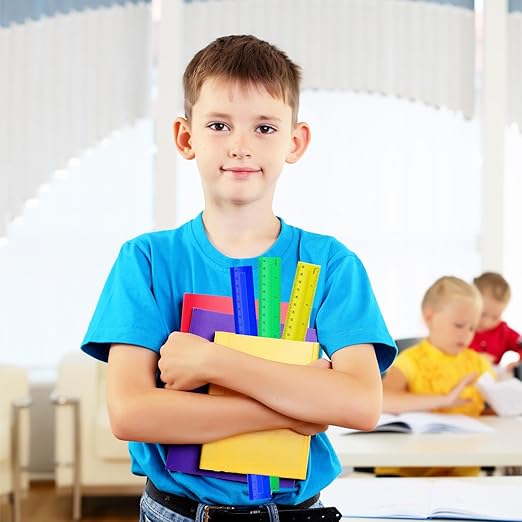 360 Pcs 12 Inch Plastic Rulers Bulk Kid Ruler for School Back to School Supplies, Flexible Assorted Color Ruler with Centimeters and Inches for Students School Education (360)