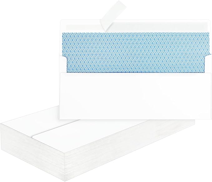 Mulbozy 50 Pcs White #10 Business Envelopes, Self Seal Standard Envelopes, Peep-proof Business Mailing Envelopes for Office, Checks, Letters, Invoices, Statements, Wedding, Size 4-1/8 x 9-1/2 inch