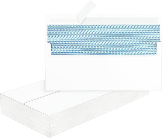 Mulbozy 50 Pcs White #10 Business Envelopes, Self Seal Standard Envelopes, Peep-proof Business Mailing Envelopes for Office, Checks, Letters, Invoices, Statements, Wedding, Size 4-1/8 x 9-1/2 inch