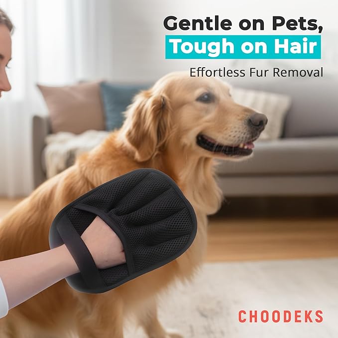 Choodeks Electrostatic pet Hair Removal Glove, Reusable The Magic Brush, 2-Piece pet Glove Set for Furniture, Clothing, Car Seats, Reusable 2-in-1 Design, 1 Pack