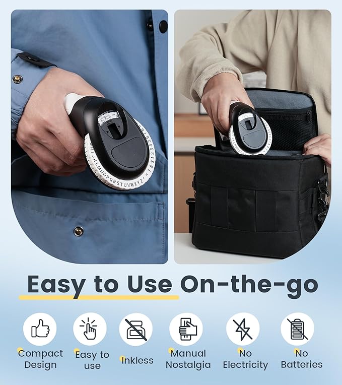 Embossing Label Maker Manual, Vintage Embossed Label Maker Machine with Tapes Waterproof, Old School Embosser Labeler Retro 3D-Labels for Scrapbooking Supplies Kitchen Office Kids School Items