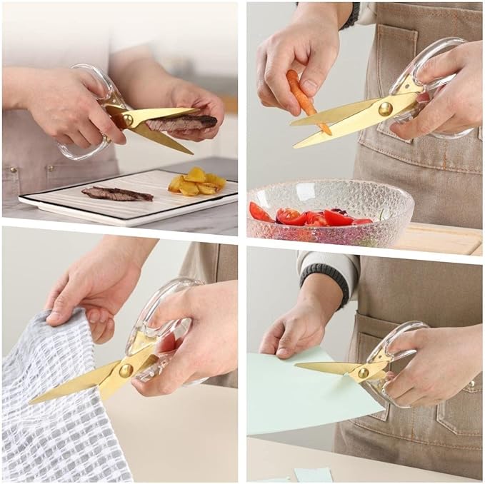 Kitchen Shears Scissors&Sharp Scissors, ARCHIKING 8.0inch Cooking Scissor-Meat and Poultry Shears, Dishwasher Safe, Acrylic Handel Scissors All Purpose Stainless Steel Utility Scissor (White)