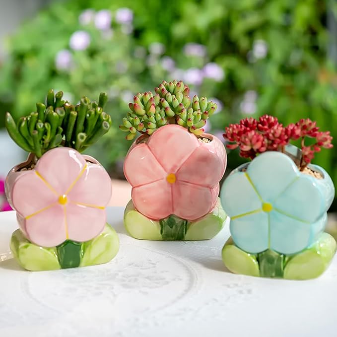 Flower Pen Holder Blue Desk Accessories Aesthetic Cute Toothbrush Holder Makeup Pencil Holder Office Home Decor Birthday Gifts for Women Vanity Kawaii Kitchen Utensil Holder