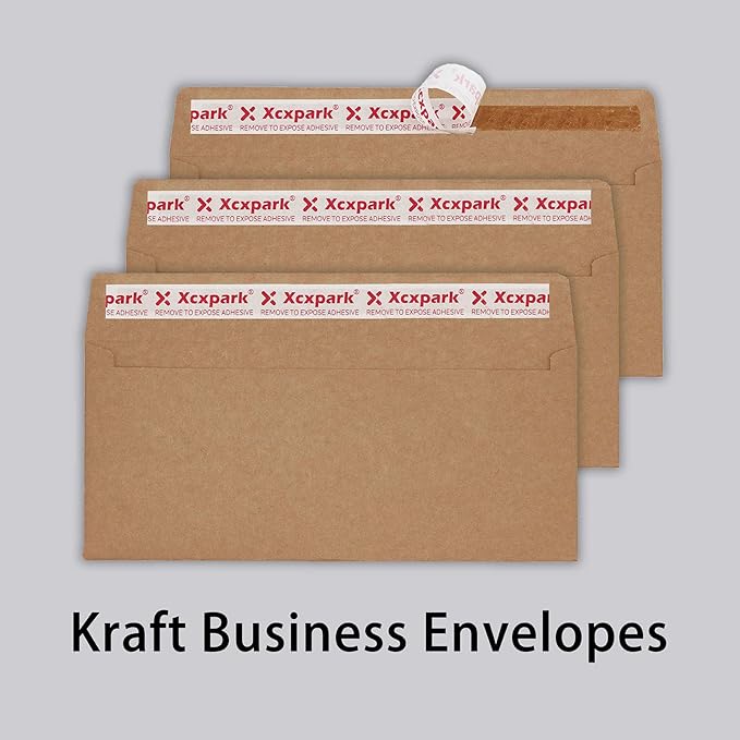 120 PCS #10 Brown Self Seal Kraft 4-1/8 x 9-1/2 inches Security Envelopes, Windowless Invisible Envelopes Super Strong Quick Seal Envelopes Security Tint Pattern Secure