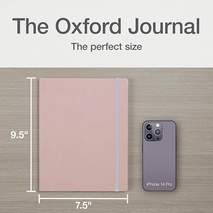 Oxford Journal, Lined Writing Notebook, Writer's Journal, Classic Notebook for School or Office, 192 Pages, 7.5" x 9.5", Hardcover, Blush (75503)
