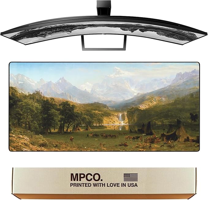 MPCO. Western Large Gaming Desk Pad - 36" x 17" Duraglyde Fabric Landers-Peak Desk Mats - Non-Slip, Washable, Smooth Glide for Precision Gaming & Work