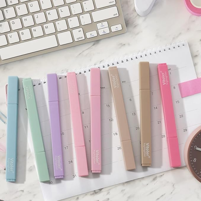Vitoler Bible Highlighters Assorted Colors,8 Pack,Soft Chisel Tip,Cute Highlighters Set for Aesthetic School Office Supplies,Book Markers