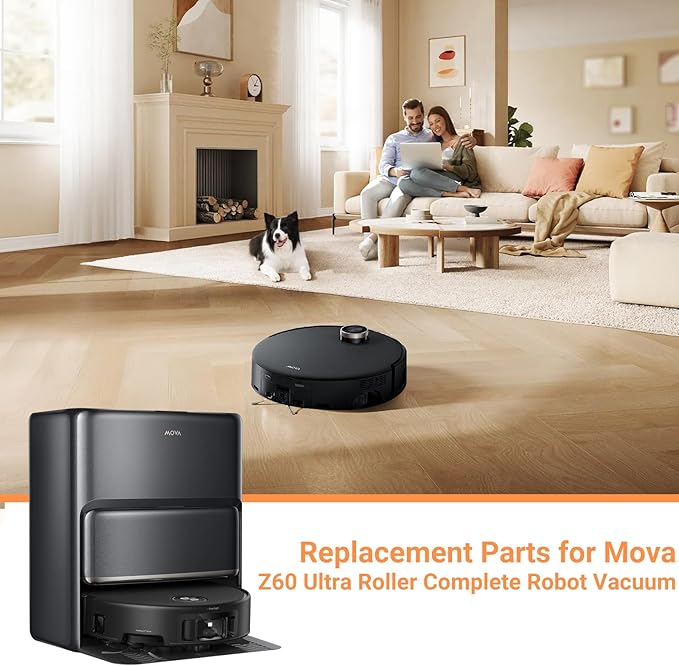 27 Piece Replacement Parts for Mova Z60 Ultra Roller Complete Robot Vacuum, 2 Main Brushes, 1 Roller Mops, 4 Filters, 6 Side Brushes & Dust Bags & Scented Tablets, 1 Cleaning Brush & Screwdriver