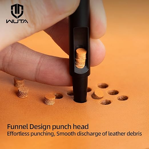 WUTA 10pcs Leather Punches Round Hole Puncher Plating Titanium Hollow Punching Tool Working for Watch Band, Fabric, Plastic (0.5+1+1.5+2+2.5+3+3.5+4+4.5+5mm)