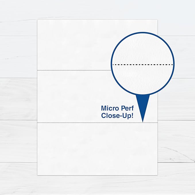 PrintWorks Professional 3 Part Perforated Paper 8.5” x 11” - Perfect For W-2, 1099, & Statement Use - Made in the USA - 2500 Sheets - 24 lb - Printer Compatible - White (04122C)