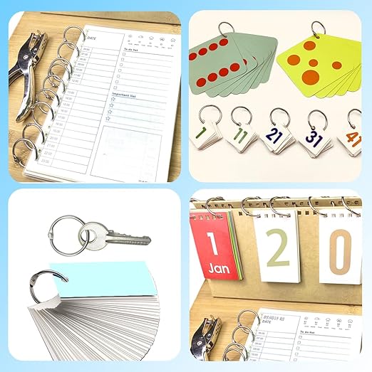 (40Pack) Book Rings 1 Inch Binder Rings with Metal Single Hole Punch.Nickel Plated Steel Paper Rings Metal Rings for Index Cards,Flash Card Rings,Silver