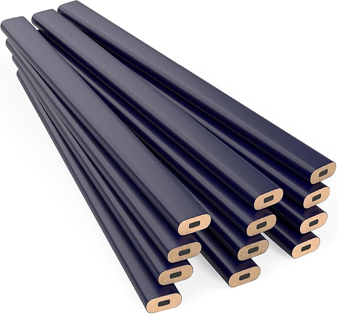 GRAPHITE Hard Lead Carpenter Pencil #2 Lumber Pencil (1) Pack of 12 PCS - Industrial Pencil Wood Flooring Marker for Wood Working Tools Marking & Concrete Marking - Blue