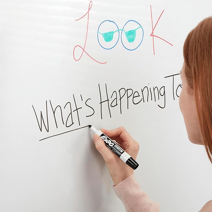 EXPO Dry Erase Markers, Low Odor Ink, Blue, Fine Tip, 12 Count