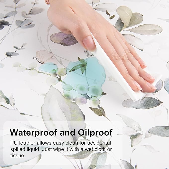 QIYI Large Mouse Pad, Extended Desk Mat for Desktop, PU Leather Waterproof Gaming Mousepad, Computer Desk Accessories Protector Writing Pads for School Office Home 31.5" x 15.7" - Soft Green Foliage