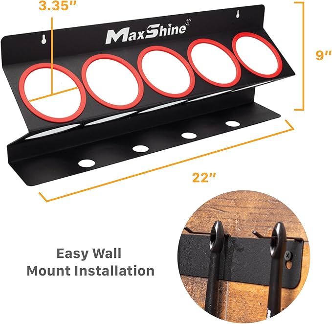Universal Detailing Spray Bottle Holder - Mobile Detailing & Car Garage Organizer, Holds 5 Sprayers (16/32oz) with 4 Small Holes, Lightweight Design, Easy Wall Mounting (2)
