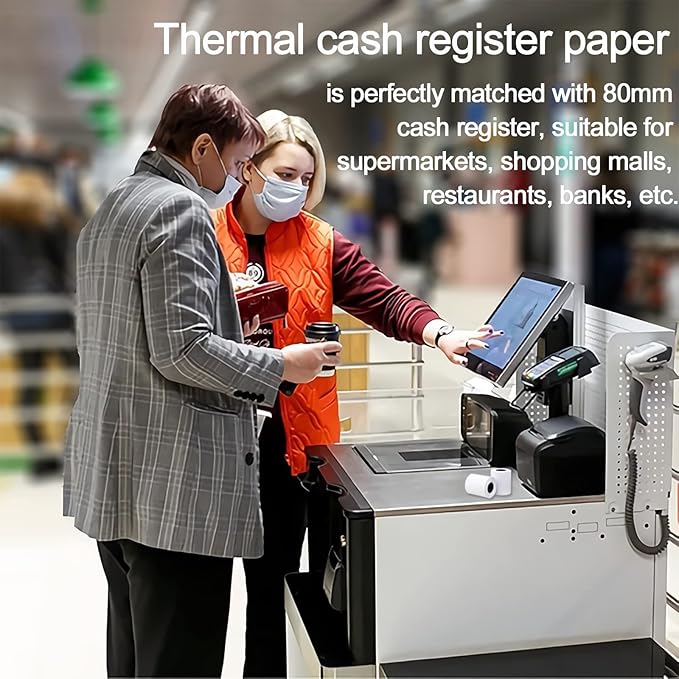 MFLABEL 3-1/8" x 119' Thermal Receipt Papers Rolls - 10 Rolls for 80mm Thermal POS Printer