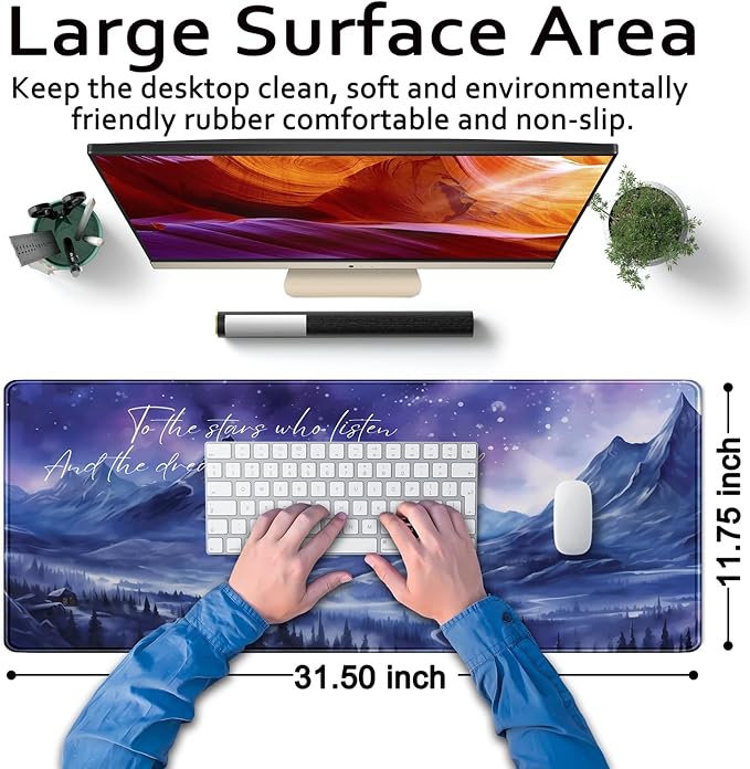 Acotar Desk Mat Sara J Maas Fantasy Mouse Pad Large for Desk Computer Pc Laptop Aesthetic Desk pad Night Court City of Starlight Laptop Mouse and Keyboard pad 31.5 x 11.8in for Office Desk Decor