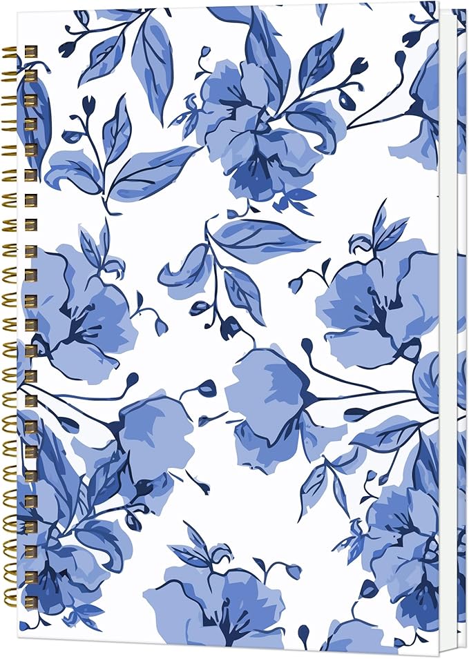 Spiral Notebook A5, Hardcover Journal for Women, 120 Pages Thick College Ruled Paper, Perfect for Office, School, or Home Use(Watercolor Flowers)