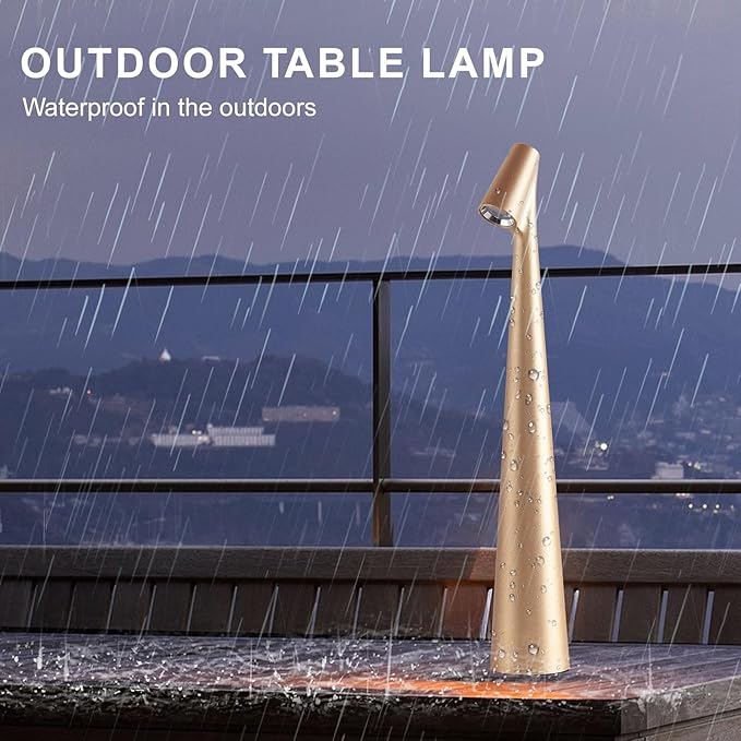 Cordless Small Table Lamps,3 Levels Brightness Portable Desk Lamp,Rechargeable Battery Lights for Outdoor, Restaurant, Bedside, Baby Night Light,Gifts(Gold)