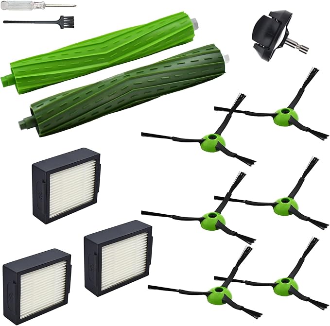 Yojolee Replacement Parts Compatible with iRobot Roomba J7 J7+ J5 J5+ J6 J6+ J8 J8+ J9 J9+ i e j series Vacuum Cleaner Accessories Kit,Front Caster Wheel,Rubber Brushes,3 HEPA Filters,6 Side Brushes
