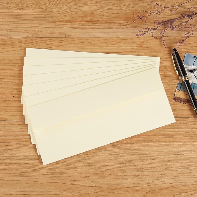 100 Pack Colorful #10 Business Envelopes Self Seal Standard Envelopes for Office Checks, Business, Letter Mailing Invoices, 4.13 x 9.49 Inches (Cream Color)